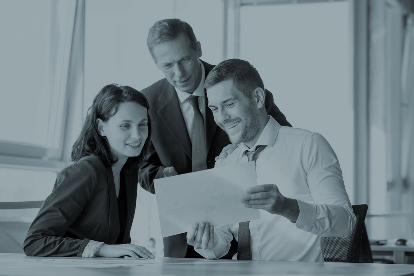 three solicitors discussing a case