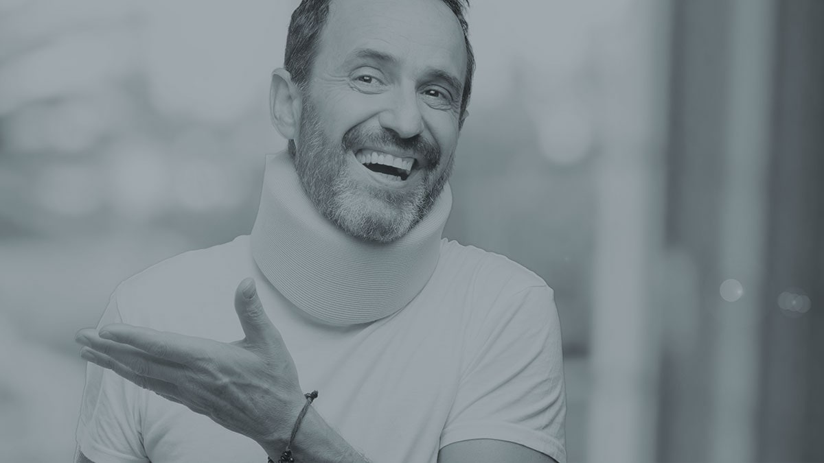 happy injured man