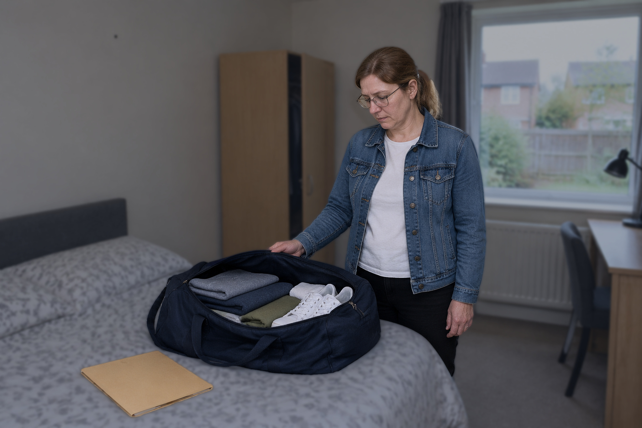 Worried mother packing a bag at home, wondering can a child under 18 go to prison