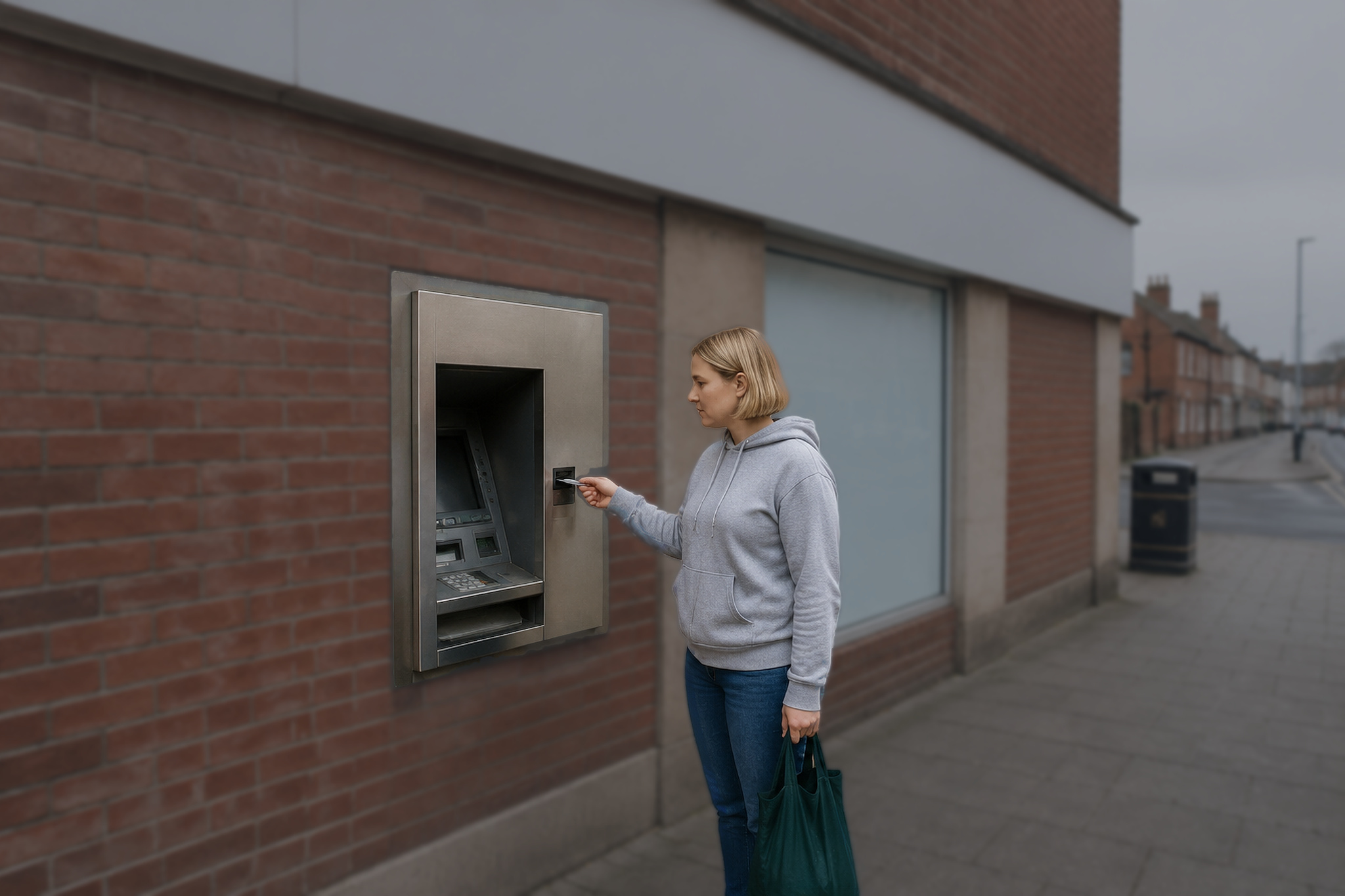 Woman inserting bank card facing banking restrictions from a CIFAS Marker